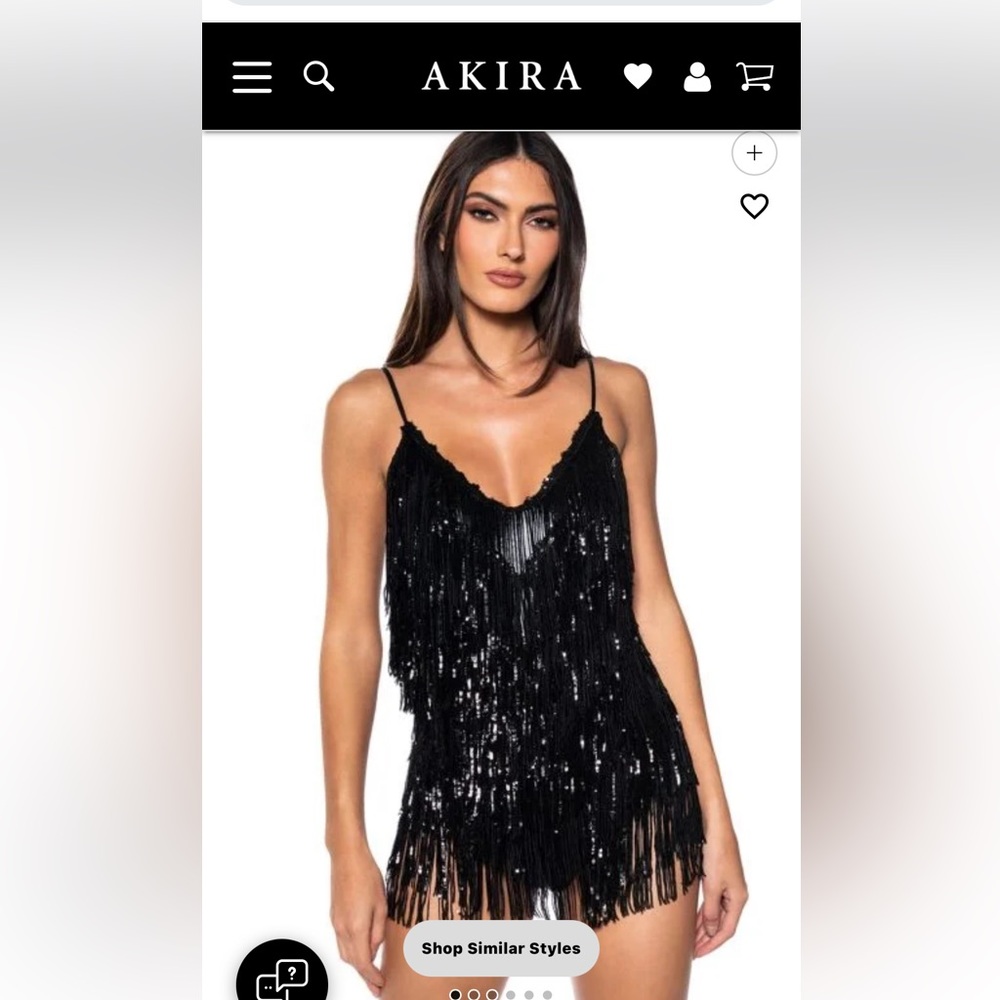 NWT Akira Black Sequin / Fringe Bodysuit • Medium